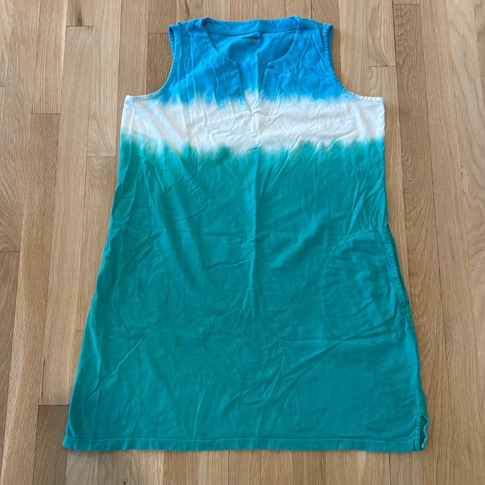 Lands End Blue Green Ombré Sleeveless Dress Coverup L